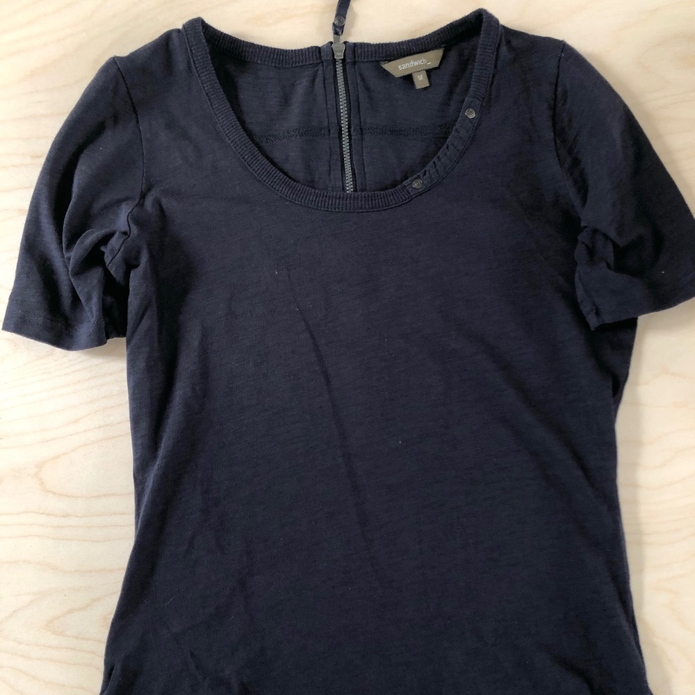 Navy Blue "Sandwich_" cotton t-shirt, size M